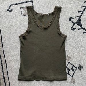 Green Lace Trim Brandy Melville Tank Top